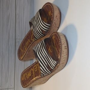 Sam Edelman Reid Zebra Stripe Wedge Slip On Sandals Size 8.5